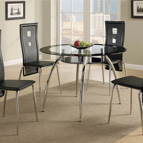 Faux Leather Upholstered Dining Chair, Black And Silver Dining Chairs Set Of 4