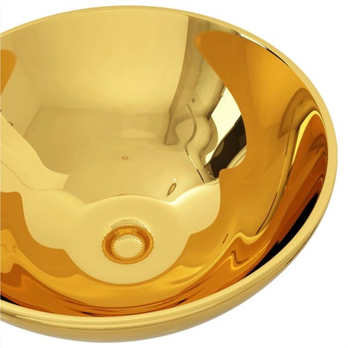 Waschbecken 32,5x14 cm Keramik Gold