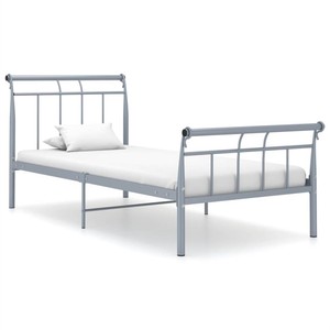 Bed Frame Grey Metal 100x200 cm