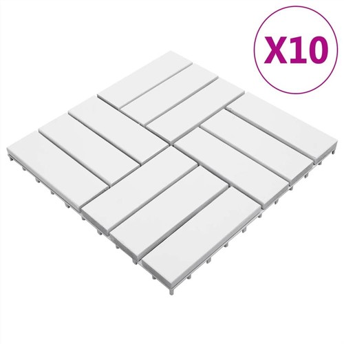 Decking Tiles 10 pcs White 30x30 cm Solid Acacia Wood