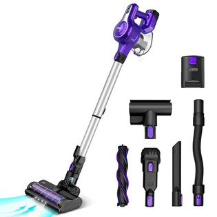 INSE S6 Cordless Handheld Vacuum Cleaner 25KPa Suction 250W Motor 1.2 Dust Box 2500 mAh Battery for Wood Floor, Carpet, Stair, Curtain, Car, Furniture – Purple