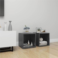 TV Cabinets 2 pcs High Gloss Grey 37x35x37 cm Chipboard