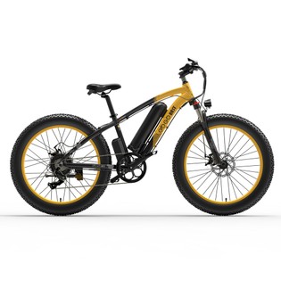 GOGOBEST GF600 Electric Bike 48V 13Ah Battery 1000W Motor 26×4.0 inch Fat Tire Aluminum Alloy Frame Shimano 7-speed Shift Max Speed 40km/h 110KM Power-assisted mileage Range LCD Display IP54 Waterproof – Black Yellow