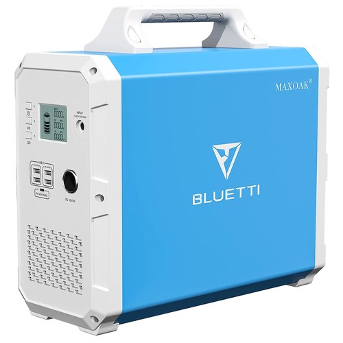 BLUETTI EB150 1000W Portable Power Station, 1500Wh Lithium Battery Solar Generator, AC 220V Emergency Battery Backup - Blue