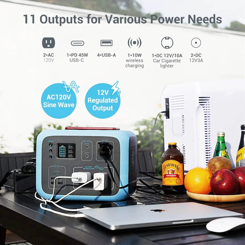 BLUETTI Power Station 500Wh 300W Solar Generator AC50S MPPT Sine-Wave Wireless Charging Emergency LED Lighting 2AC Outlet 120V, 45W USB-C,DC12V Lithium Battery Backup for Outdoor RV Van Travel Camping