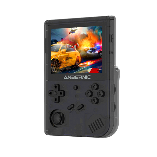 ANBERNIC RG351V 64GB Handheld Game Console, 3.5 Inch 640*480P IPS Screen, 12000 Games, Dual TF Card Slot, Supports NDS, N64, DC, PSP, PS1, openbor, CPS1, CPS2, FBA, NEOGEO, NEOGEOPOCKET, GBA, GBC, GB, SFC, FC, MD, SMS, MSX, PCE, WSC - Black