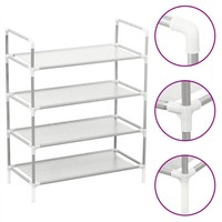 Shoe Rack with 4 Shelves Metal and Nonwoven Fabric Silver