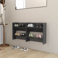 Wall Shoe Cabinets 2 pcs Grey 60x18x60 cm Chipboard