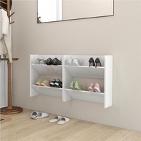 Wall Shoe Cabinets 2 pcs High Gloss White 60x18x60 cm Chipboard