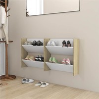 Wall Shoe Cabinets 2 pcs WhiteSonoma Oak 60x18x60 cm Chipboard