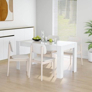 Dining Table High Gloss White 140x745x76 cm Chipboard
