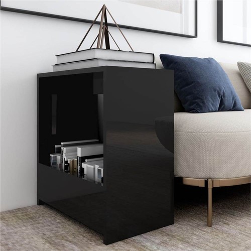 Side Table High Gloss Black 50x26x50 cm Chipboard