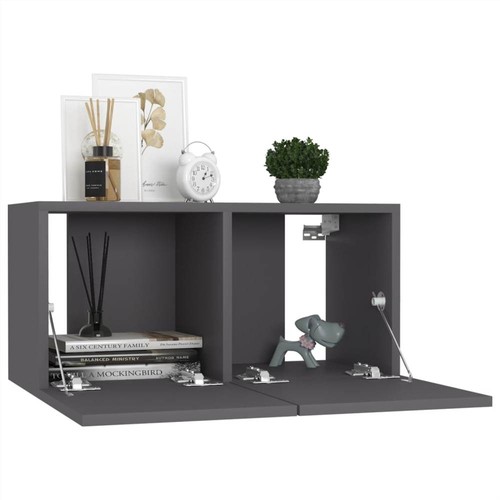 7 Piece TV Cabinet Set Grey Chipboard