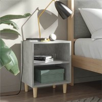 Bed Cabinets with Solid Wood Leg 2 pcs Concrete Grey 40x30x50cm