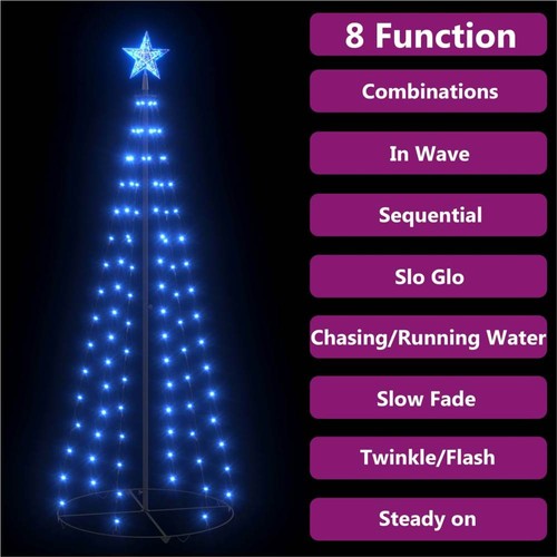 Weihnachtskegelbaum Blau 100 LEDs Dekoration 70x180 cm