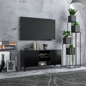 TV Cabinet with Metal Legs Black 1035x35x50 cm