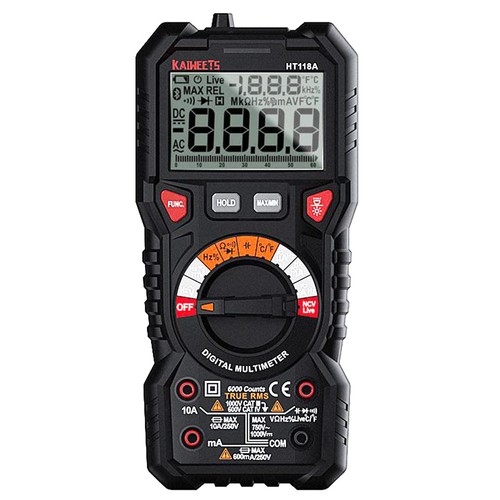 KAIWEETS Digitalmultimeter TRMS, 6000 Counts, Voltmeter, Auto-Ranging, misst genau Spannung Strom Amperewiderstand