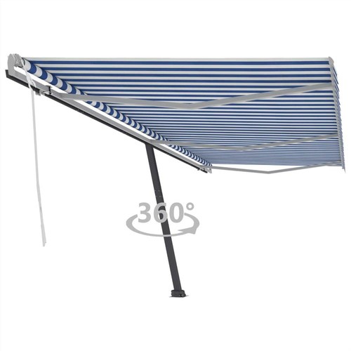 Freestanding Manual Retractable Awning 600x300 cm Blue/White