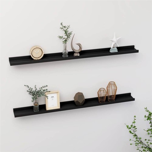 Wall Shelves 2 pcs Black 100x9x3 cm