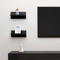Wall Shelves 2 pcs Black 40x115x18 cm Chipboard