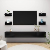 Wall Shelves 4 pcs Black 40x115x18 cm Chipboard