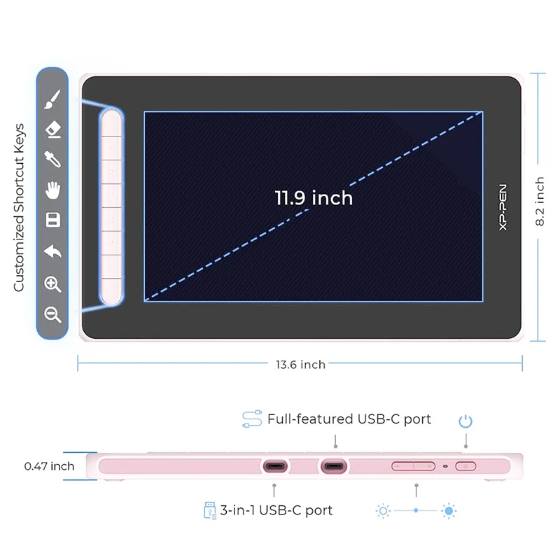 XP-PEN Artist 12 2nd Generation Graphic Tablet Pink