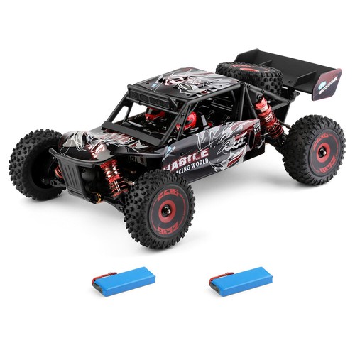 Wltoys 124016 V2 Uppgraderad 4300KV Motor 1/12 2,4G 4WD 75km/h Metallchassi Borstlös terrängbil ökenlastbil - två batterier