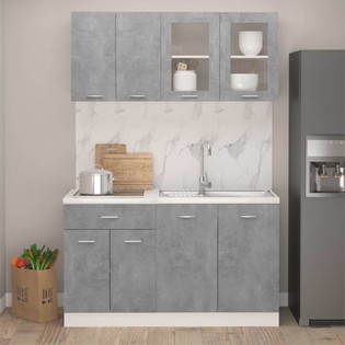 4 Piece Kitchen Cabinet Set Concrete Grey Chipboard 484603 0. W315  