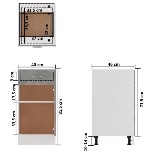 8 Piece Kitchen Cabinet Set Concrete Grey Chipboard