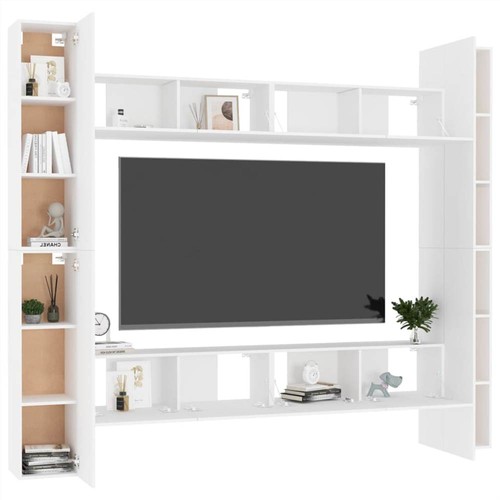 8-teiliges TV-Schrank-Set aus weißer Spanplatte