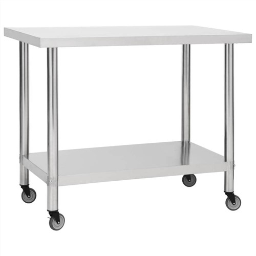 Kitchen Work Table With Wheels 100x30x85 Cm Stainless Steel Wheels 100x30x85 Cm Stainless Steel, Stainless Steel Kitchen Prep Table On Wheels