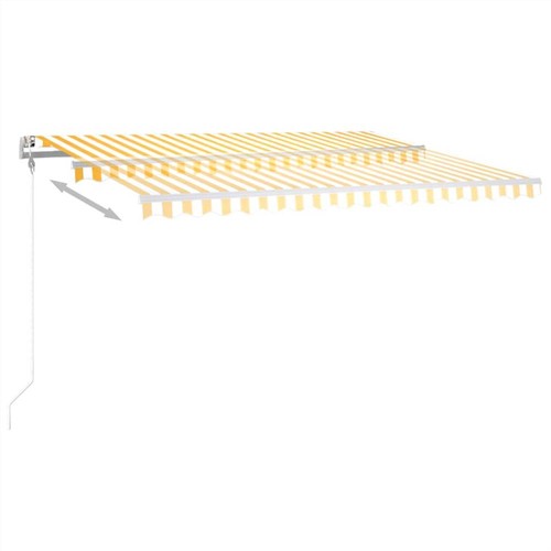 Manuell ausfahrbare Markise mit LED 450 x 350 cm, Gelb und Weiß