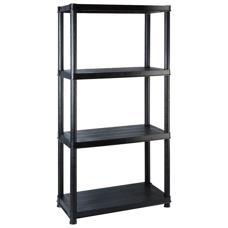 Storage Shelf 4 Tier Black 244x30.5x130 cm Plastic