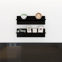 Wall Shelves 2 pcs Black 60x115x18 cm Chipboard