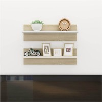 Wall Shelves 2 pcs White and Sonoma Oak 60x115x18 cm Chipboard