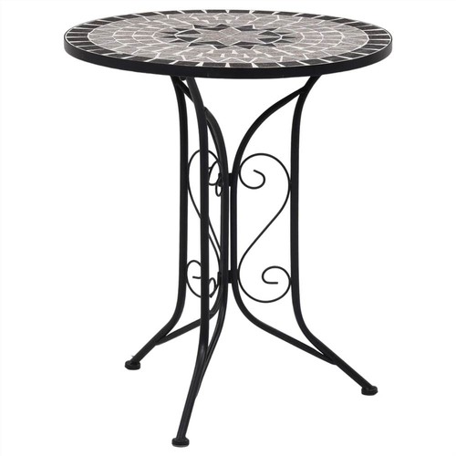 3 Piece Mosaic Bistro Set Ceramic Tile Grey