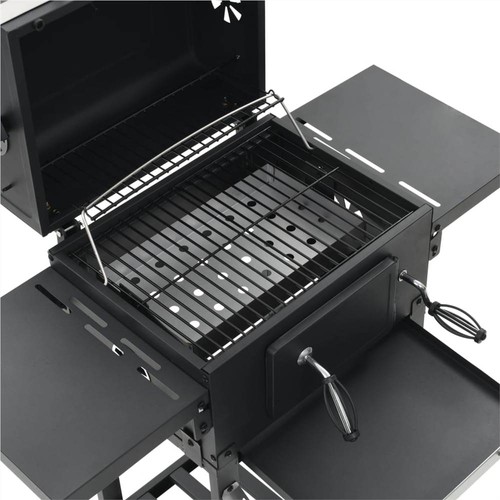 バーベキュー・調理用品 DAMNGOOD!! FB NO GOTOKU!? BLACK vidaXL Charcoal-Fueled BBQ Grill with Bottom Shelf Black