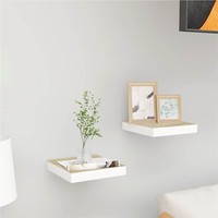 Floating Wall Shelves 2 pcs Oak and White 23x235x38 cm MDF