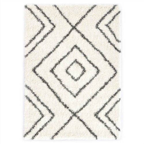 Rug Berber Shaggy PP Beige and Grey 80x150 cm