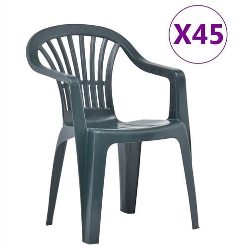 Stackable Garden Chairs 45 pcs Plastic Green