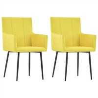 Dining Chairs with Armrests 2 pcs Yellow Fabric