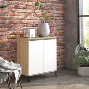 Sideboard White and Sonoma Oak 60x35x70 cm Chipboard