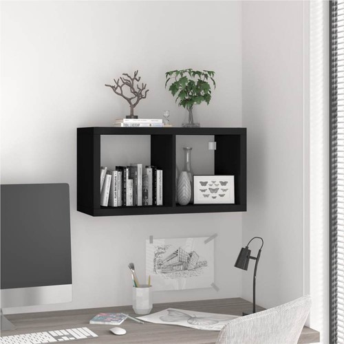Wall Cube Shelf Black 69.5x29.5x37 cm MDF