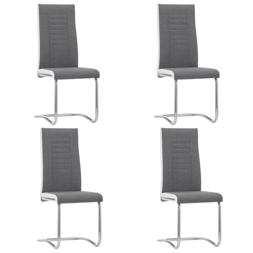 Cantilever Dining Chairs 4 pcs Dark Grey Fabric