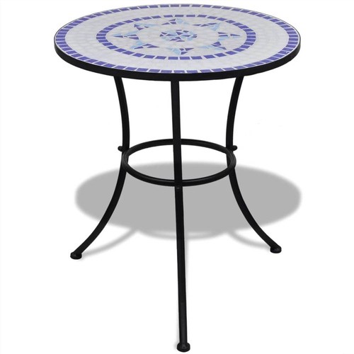 Piece Bistro Set Ceramic Tile Blue and White