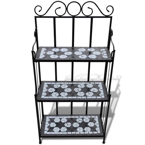 Plant Stand Plant Display Black White Mosaic Pattern