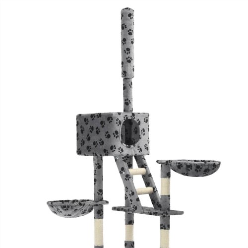 Cat Tree with Sisal Scratching Posts 230-260 cm Grey Paw Prints