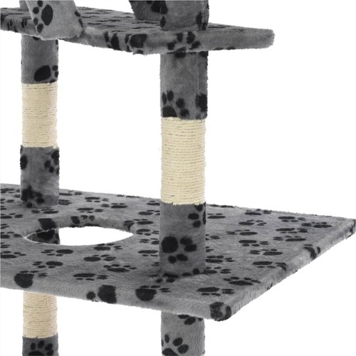 Cat Tree with Sisal Scratching Posts 230-260 cm Grey Paw Prints