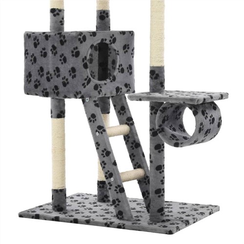 Cat Tree with Sisal Scratching Posts 230-260 cm Grey Paw Prints