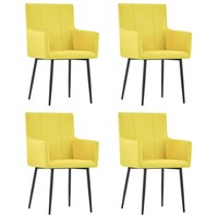 Dining Chairs with Armrests 4 pcs Yellow Fabric